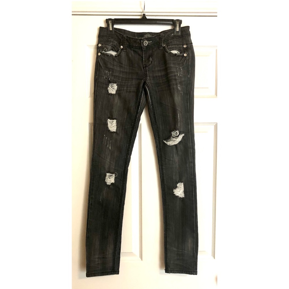 Almost Famous Black Distressed Skinny Jeans